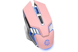 SHUNJINRUN Wireless Mouse Bluetooth, Silent Rechargeable Multi-Device Mouse, BT5.0/3.0 and USB Cordless Computer Mouse, RGB Light up Gaming Mouse for Laptop PC Mac Macbook Air/Pro iPad Tablet Office Games -Pink