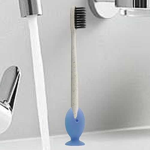 歯ブラシホルダー - シリコーンの魚の形の歯ブラシスタンド |浴室用歯ブラシホルダー |歯ブラシホルダーセット |家庭用吸盤底付き多機能歯ブラシ保護カバー - サムネイル 2