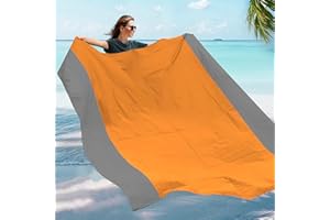BREENHILL Orange Beach Blanket, Large Oversized Beach Mat Intimate Choice of Beach Accessories for Outdoor Travel Camping Hiking Good Gift (L-OrangeGrey)