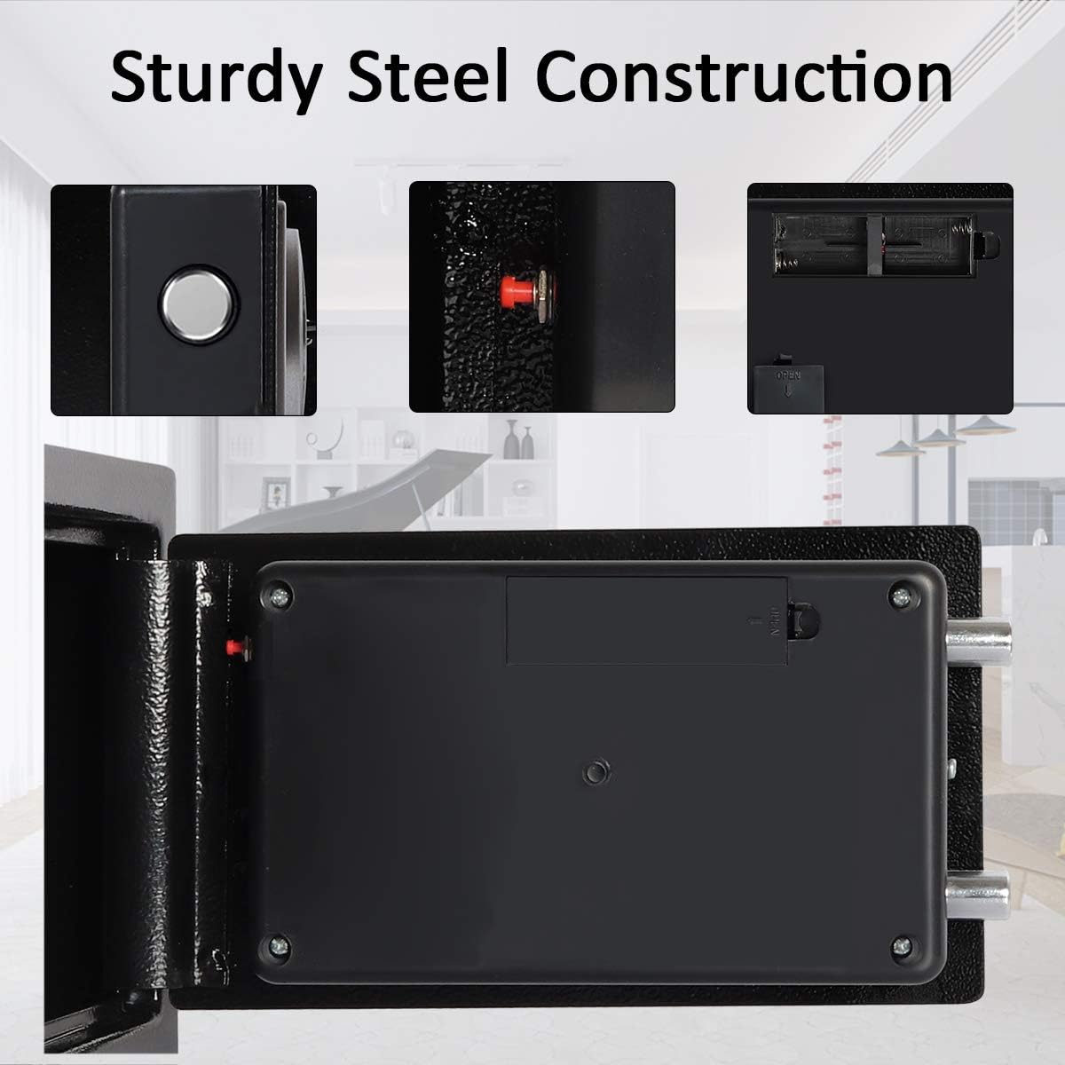Jssmst Money Safe Box, 0.5CF Security Digital Safe for Home Office, Personal Safe Lock Box with Electronic Keypad, Home Safes and Lock Boxes, SM-SF029, Black: Office Products