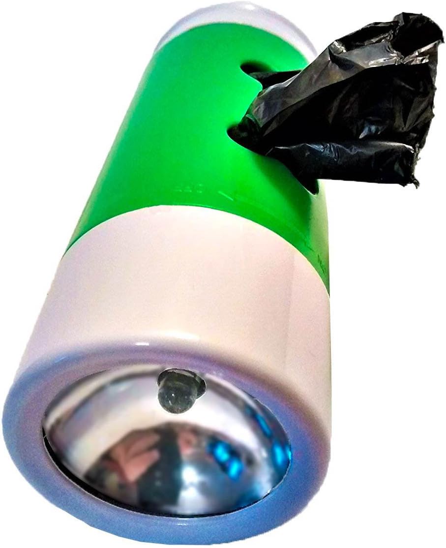 Urban Pets Waste Light Dog and Cat Waste Bag Holder LED Flashlight (Green, LED Light)