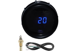 HOPESPANNER Oil Temp Temperature Gauge Meter Kit Black Engine Temp Gauge 2" 52mm Universal Blue 50Degrees Celsius-150Degrees 