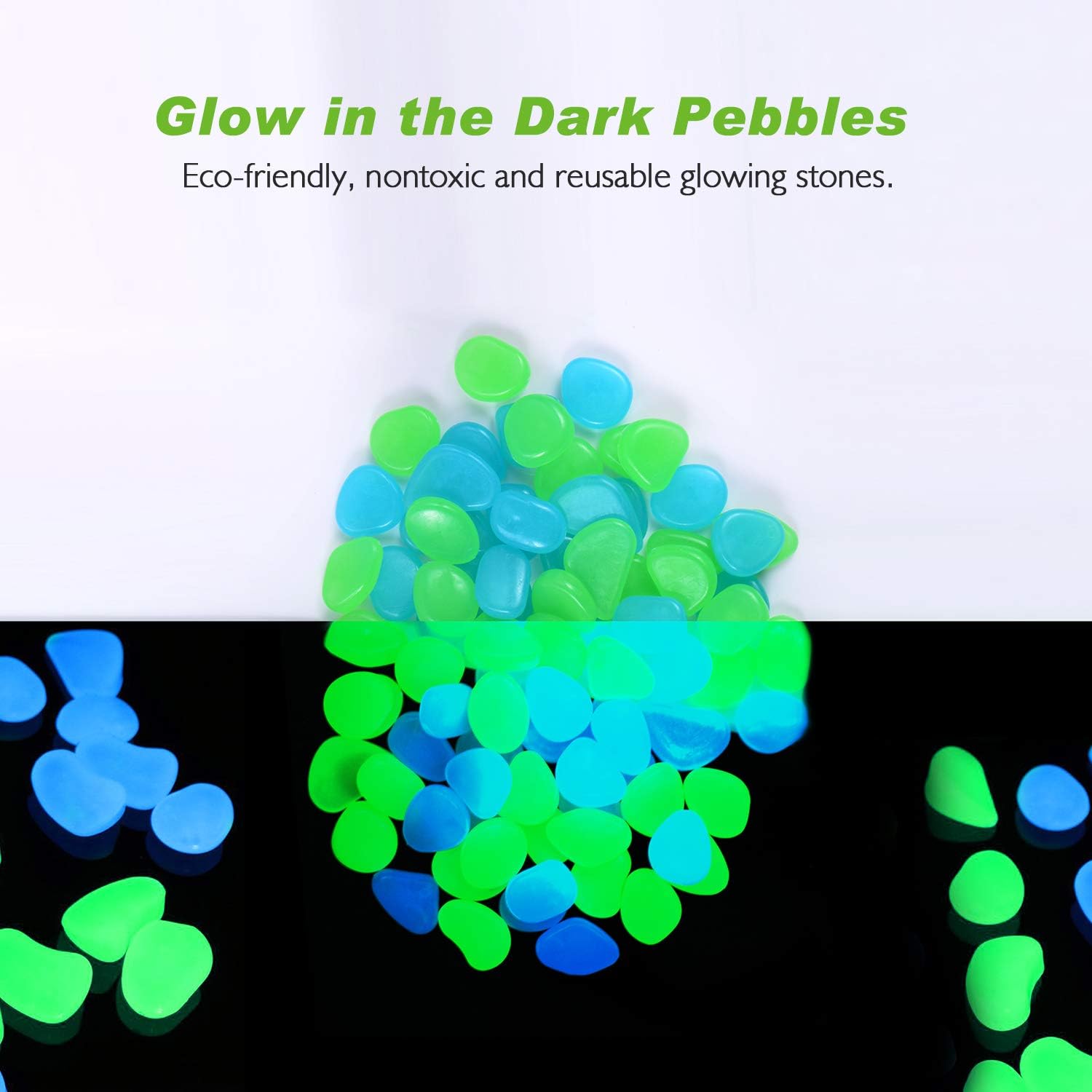 SUNNEST Glow in The Dark Pebbles, Glow Garden Stones for Garden/Fish Tank/Aquarium/Plant Pots/Bonsai Walkway/Driveway Moonlight Yard Plant Decorations 200pcs : Garden & Outdoor