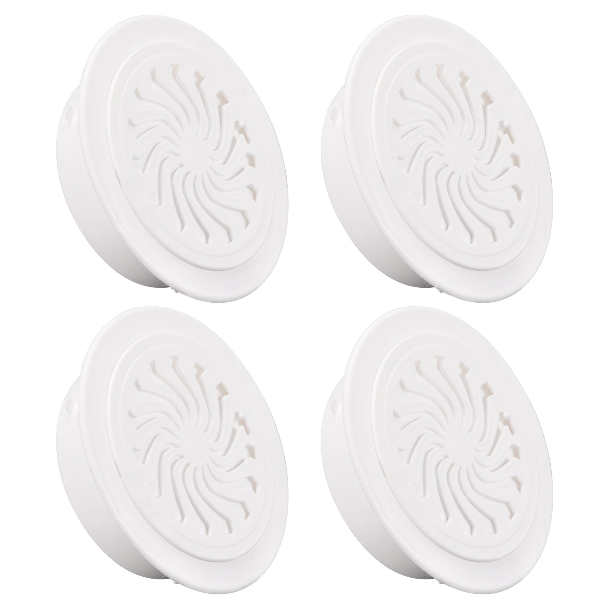 sourcing map Round Vent Cover, ABS Plastic Adjustable Air Vent Cover White for 2.8" - 3.1" Diameter Hole 4pcs
