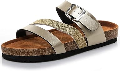 glitter double strap buckle sandals