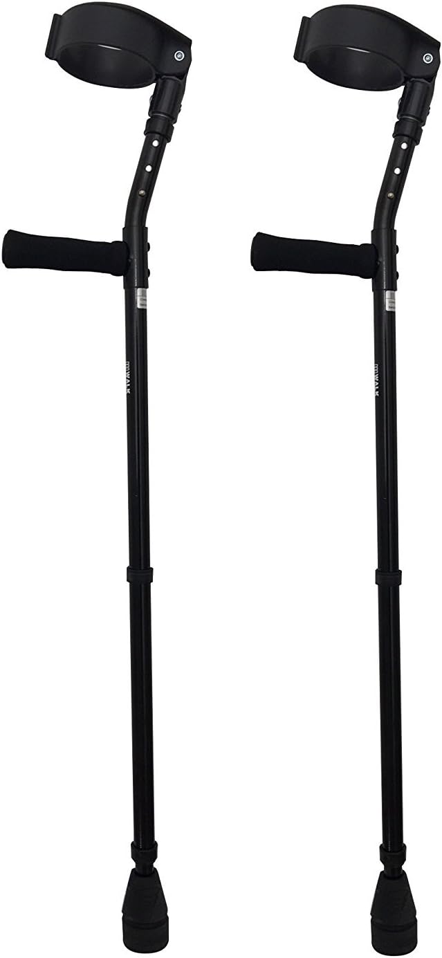 Thomas Fetterman Walk Easy 490 4" Cuff Adjustable Forearm Crutches (Pair) (Adjustable with Tornado Rain Tip) Color: Black