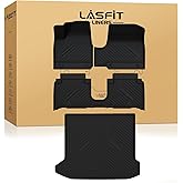 LASFIT Floor Mats & Cargo Mats Fits for Hyundai Ioniq 5 2024 2023 2022 Movable Console (Limited Models), All Weather TPE Custom Fit Floor Liners for 1st and 2nd Rows Car Mats & Trunk Mats, Black