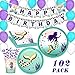 Pawliss Party Supplies, Serves 16 Birthday Party Favors Decorations for Kids Girls, Plates Cups Straws Napkins Balloons Banners, Bulk Pack 102ct