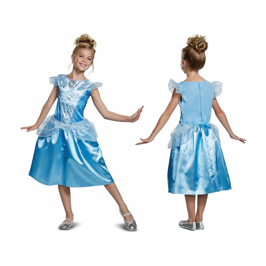 Disney Princess Official Classic Cinderella Costume Kids, Fairy Tale Princess Dress Up for Kids Size M