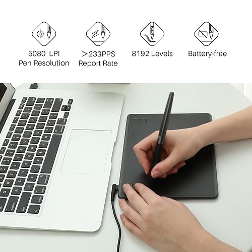 HUION HS64 Digital Drawing Tablet with Battery-Free Stylus and