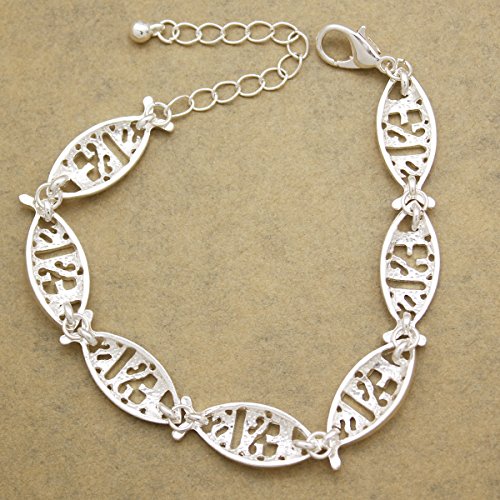 RechicGu Silver Tone Religious Catholic Church Christian Jesus Fish Bible Charm Bangle Bracelet Gift - Thumbnail 4