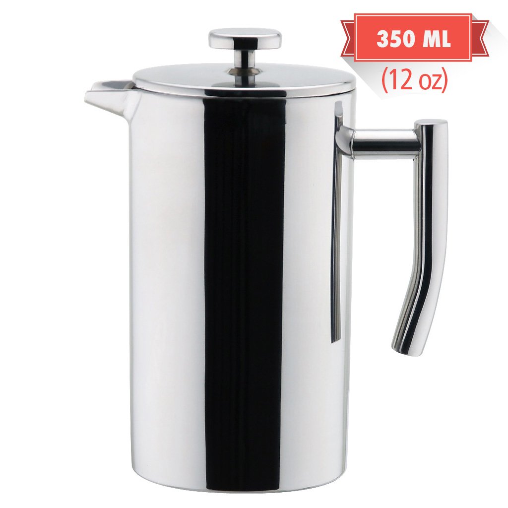 MIRA Stainless Steel French Press Coffee Maker | Double Walled Insulated  Coffee & Tea Brewer Pot & Maker | Keeps Brewed Coffee or Tea Hot | 12 Oz  (350 ml)