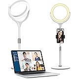 Evershop Video Conference Lighting, 8" Desktop Ring Light with Stand Laptop Computer Zoom Meeting Lighting, Webcam Light 3 Mo