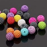 hokojix 100pcs/ 10mm Round Loose Bayberry Beads Acrylic Spacer Beads for Jewelry Making Bracelet Necklace