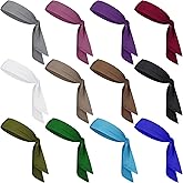 12 Pack Tie Headbands Bulk for Men Women Sports Athletic Tennis Head Band Ninja Karate Headbands Adjustable Elastic Bandana Sweatbands Hair Wrap Bands for Basketball Running Workout