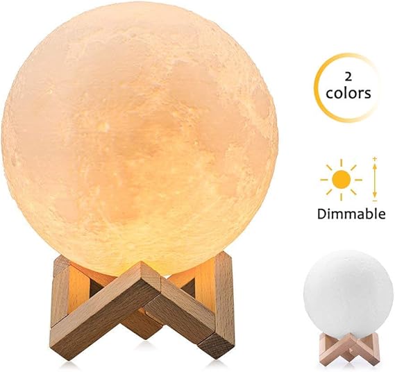 Lunar Moon Lamp, ibell Rechargeable 3D Full Moon Lamp, Night Light/Moon