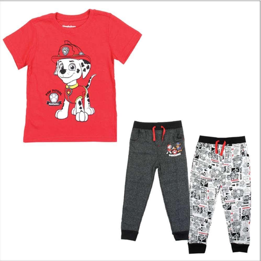 Nickelodeon Boys Paw Patrol T Shirt and Two Pair Jogger Pants Set. Toddler Size