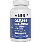 NUU3 GLP365 Natural GLP‑1 Support Supplement with Berberine, Fucoxanthin, Akkermansia for Appetite, Blood Health & Cravings Control – Non-GMO, Keto Friendly - 60 Capsules