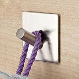 WINCAN 3M Self Adhesive Hook SUS , Stainless Steel Key Rack Garage Storage Organizer Stick On Sticky Bathroom Kitchen Towel Hanger Wall Mount ,Hanger Rack Wall Mount Brushed Finish (4)