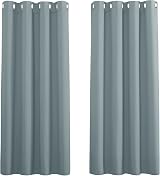 PONY DANCE Eyelet Greyish Blue Curtains 2 Panels 46x72 Sun Blocking