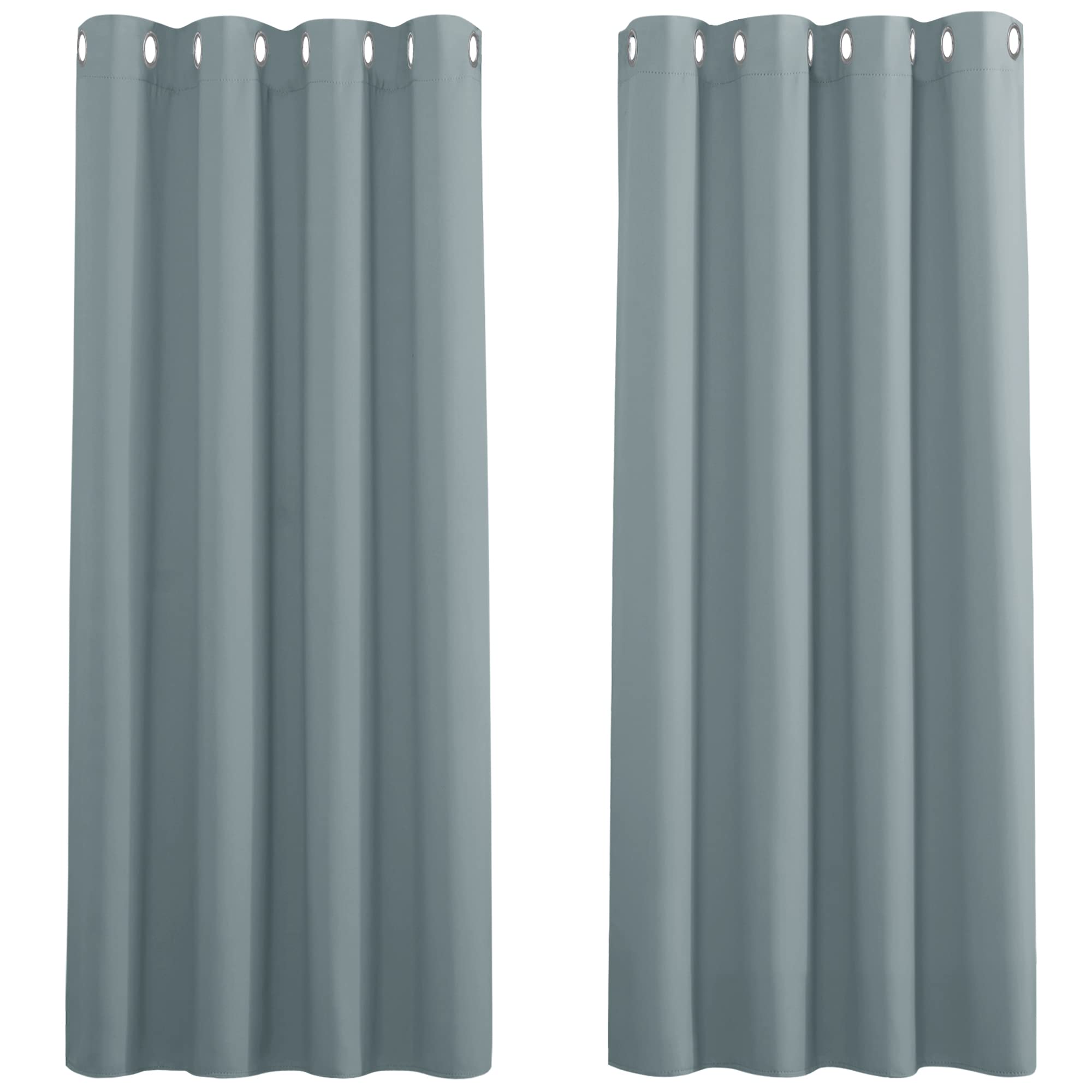PONY DANCE Eyelet Greyish Blue Curtains - 2 Panels Bedroom Window Curtain Light Filter Vintage Home Decor Solid Draperies Sun Blocking, Energy Saving, Wide 46 Inch by Drop 72 Inch — image 1