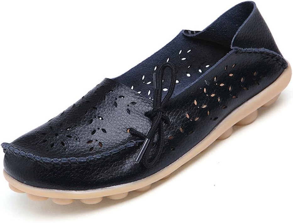 Women's Leather Loafers Slip On Flats Casual Round Toe Moccasins Wild Breathable Comfortable Driving Fashion Soft Shoes