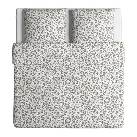 Ikea Rostvin Bedding Set 3 Sizes White Grey 240 X 220 Cm Amazon