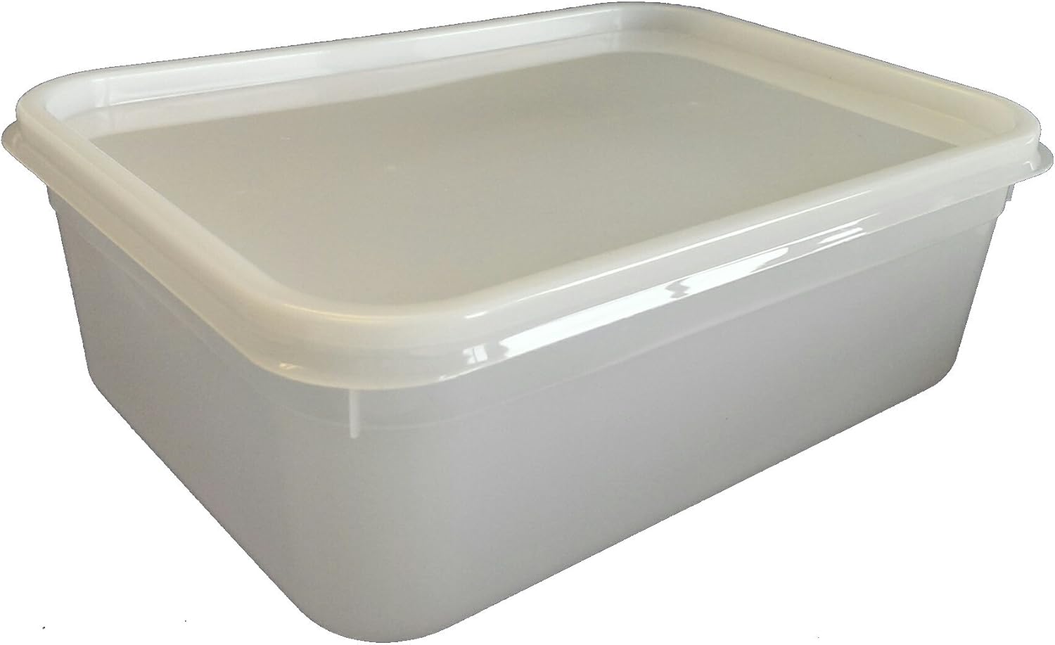 2 Litre Rectangular Plastic Tub with Lid x 10 (Food/Freezer/IceCream