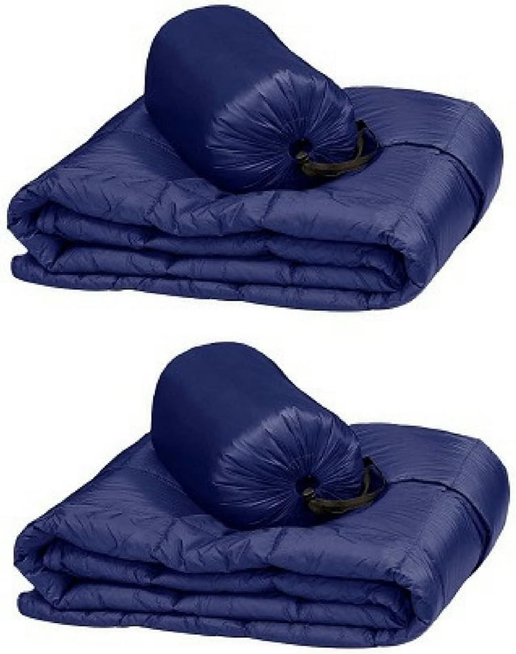 Double Black Diamond Packable Down Throw - Ultra Light 60 Inch X 70 Inch, Stuff Sack Included (Dark Blue), 2-pack