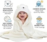 HiABsee Baby Towels with Hood Ultra Soft 80x80cm White Bear Animal Design view 2