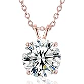 TUHE Moissanite Necklace 0.1-12 Carats 18K Gold Vermeil 925 Sterling Silver Necklace 3-15MM Solitaire D Color VVS1 Round Lab Created Moissanite Pendant Dainty Gold Necklaces for Women Valentines Gifts