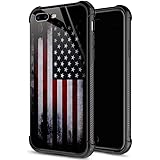 iPhone SE 2020 Case,Tempered Glass iPhone 8 Case for Boys Men,Red Old Flag iPhone 7 Cases Shockproof Anti-Scratch Case for Ap
