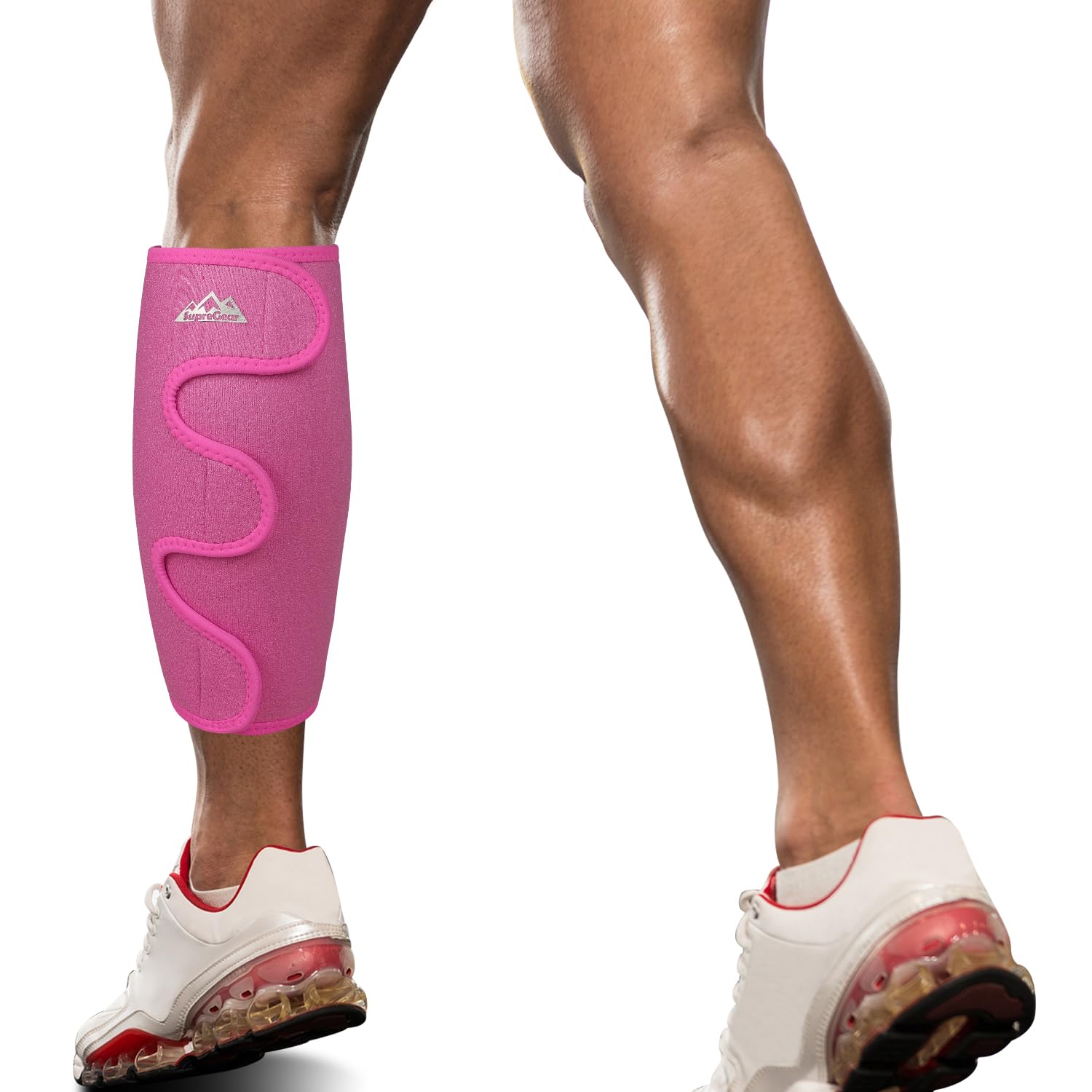 supregear Calf Support Brace, Adjustable Shin Splint Compression Calf Wrap Sleeve for Muscle Swelling Pain Relief Hiking Training Comfortable Breathable Support for Men and Women, Pink — image 1