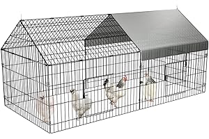 PawGiant Chicken Coop 86"×40" Chicken Run Pen for Yard with Cover Outdoor Metal Portable Chicken Tractor Cage Enclosure Crate Outside for Small Animals Duck Rabbit Hen