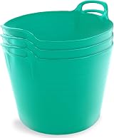 Neat 42L Flexi Tubs 3 Pack Duck Egg Blue with Handles Large Garden Buckets