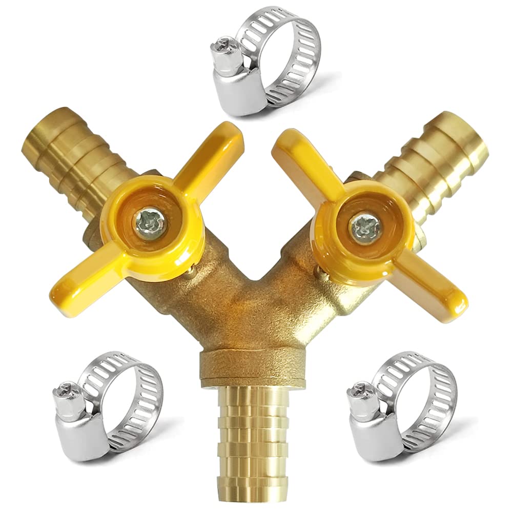 Uenede Brass 3/4 Inch 3-way Y-shaped Shut-off Ball Valve with 3/4