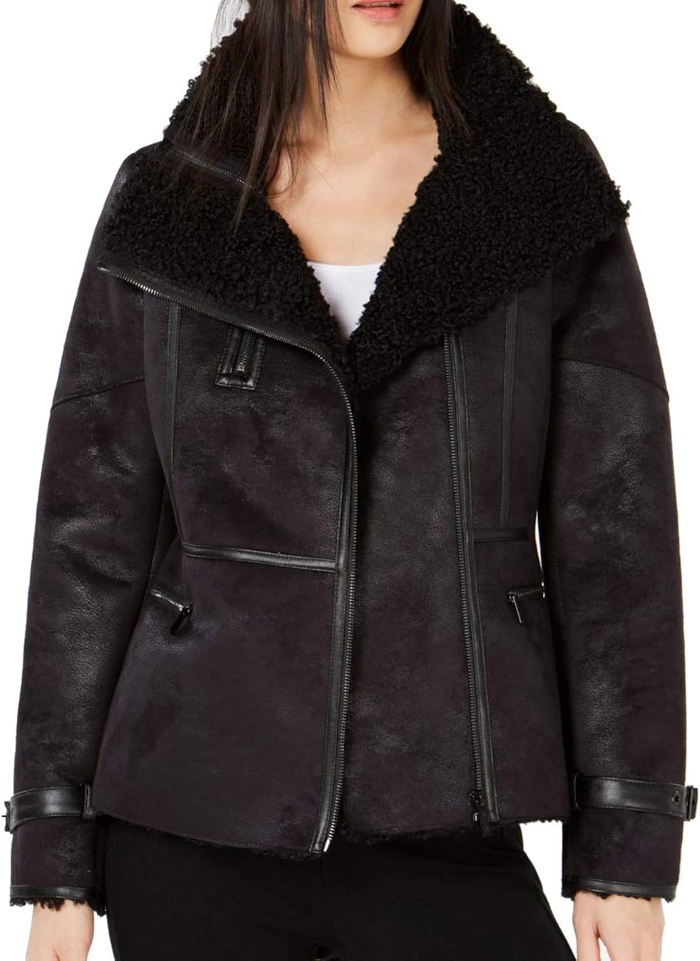 calvin klein faux shearling jacket