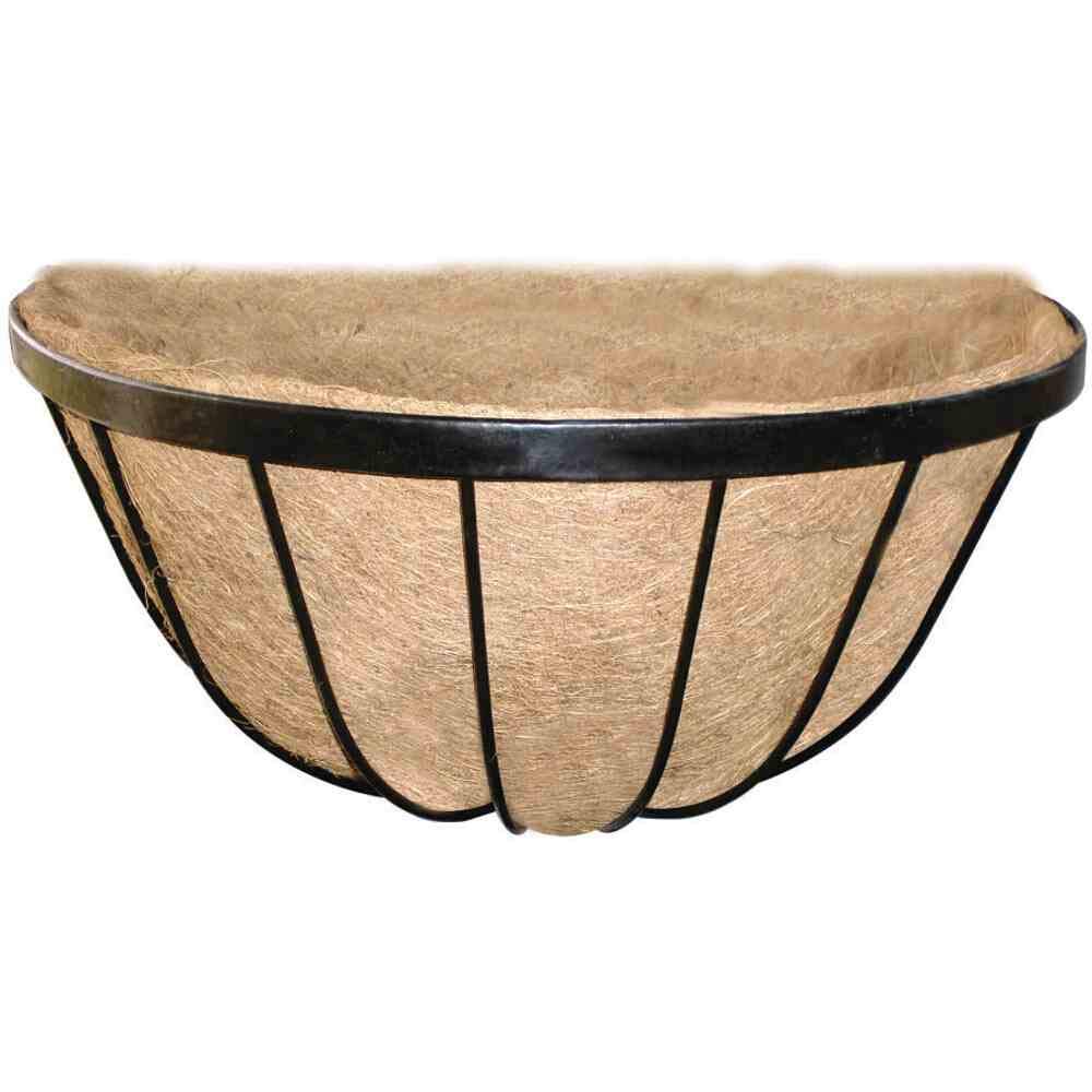 Siena Garden Wrought Wall Hanging Basket - Black and Natural