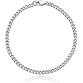 SanThree Solid Pure Titanium Cuban Link Bracelet Valentines Gifts for Him,3.5mm Finely Polished Skin Friendly Shinny Curb Chain Bracelets for Women Men Sensitive Skin Jewelry Gifts, 7.87"