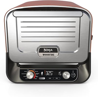 Ninja Woodfire 8-in-1 Electric Pizza Oven Rotisserie Smoker BBQ Dark Orange