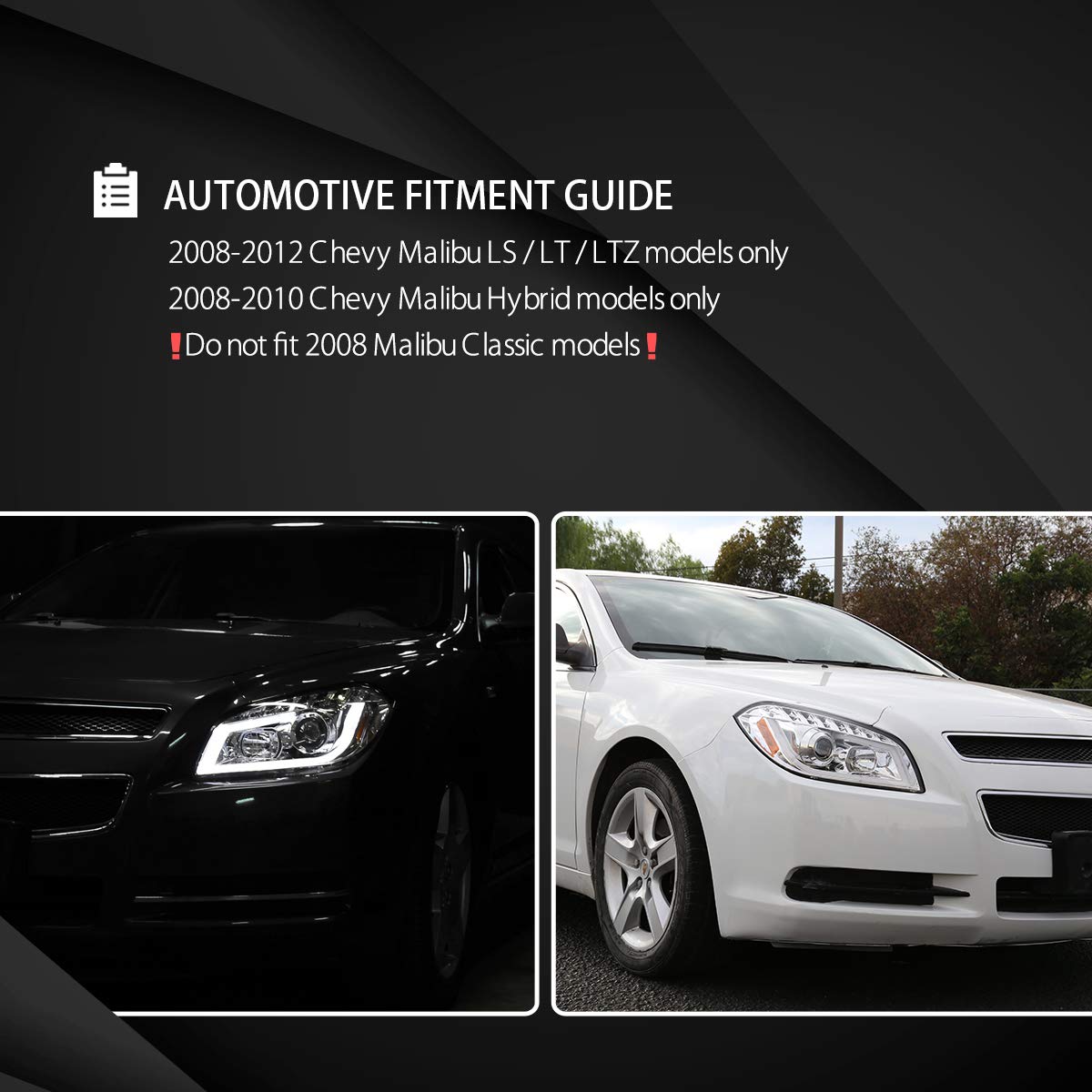 Amazon.com: Autozensation Chevy Malibu LT LS LTZ LED Signal Projector  Headlights Head Lamps Black Left+Right Pair: Automotive