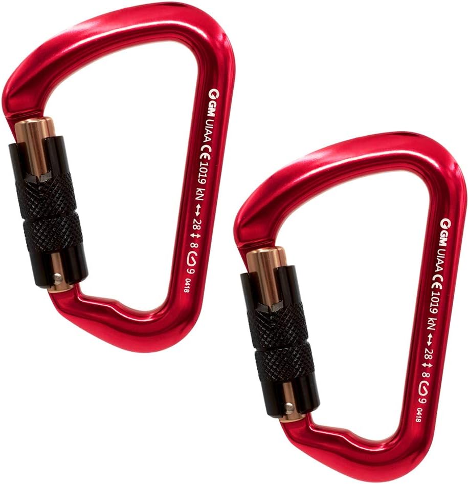 GM CLIMBING 28kN 6295lbf Twist Locking Carabiner D Shape for Mountaineering Rock Climbing Rappel Hunt Hammock CE UIAA