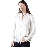 COLD POSH Silk Blouses for Women Long Sleeve Women’s 100% Pure Silk Blouses Elegant Button Down Shirt Smooth Tops Cool Shirts