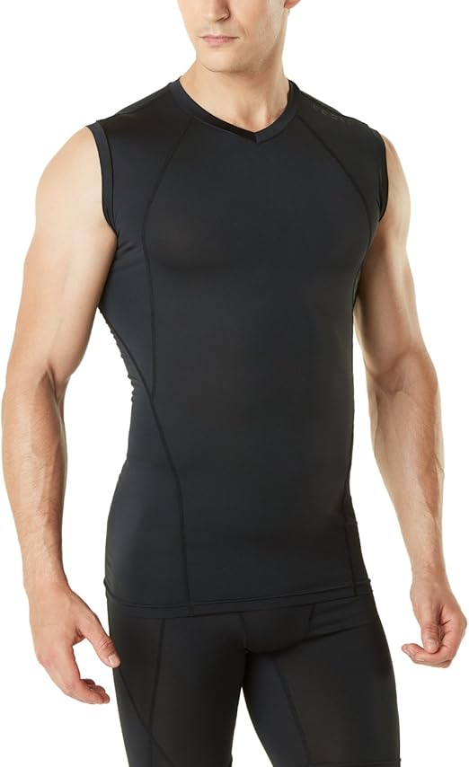 TSLA Men's V Neck Sleeveless Workout Shirts, Dry Fit