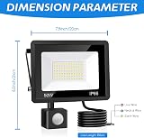 Jsdoin 50W Security Light Outdoor Motion Sensor 4500 Lumen 6500K IP66 LED view 3