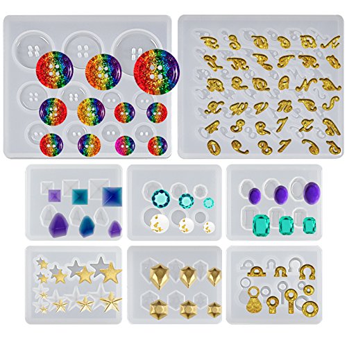 Funshowcase Jewelry Mini Parts Resin Epoxy Silicone Molds 7-in-Set