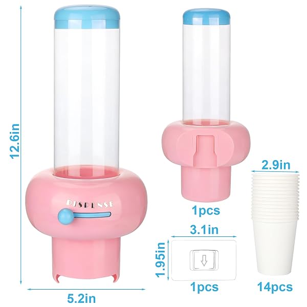 JUOME CUP DISPENSER, PULL TYPE CUP HOLDER FOR WATER COOLER FIT 8OZ DISPOSABLE CUPS, UPGRADED WALL MOUNTED CUP ORGANIZER WITH 14PCS DISPOSABLE PAPER CUPS FOR HOME BATHROOM OFFICE SCHOOL GYM HOSPITAL
