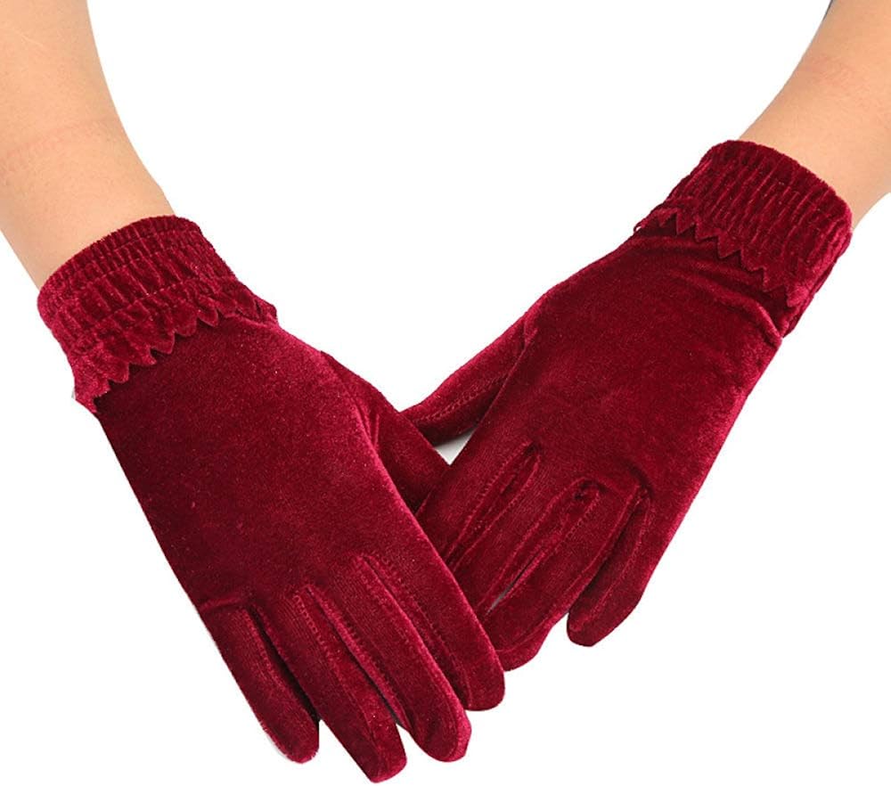 YOUZHA Women Velvet Gloves Red Christmas Elbow Section Winter Warm Full