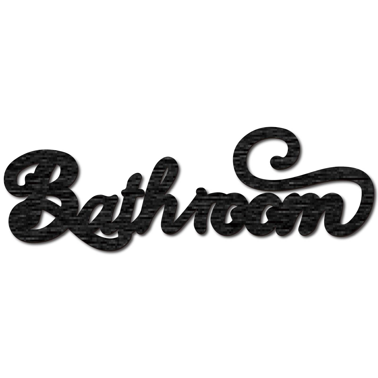 CREATCABIN Word Cutout Sign Bathroom Laser Cut Wood Letter Sign Wall Decor Unfinished Wooden Signs Wall Art Basswood Hanging Sculpture Decor for Crafts DIY Farmhouse Door Black 11.8x3.9Inch