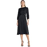 Donna Morgan Women's Long Sleeve Midi Wrap Dress with Tunneled Waist Tie - Business Casual & Work Dresses